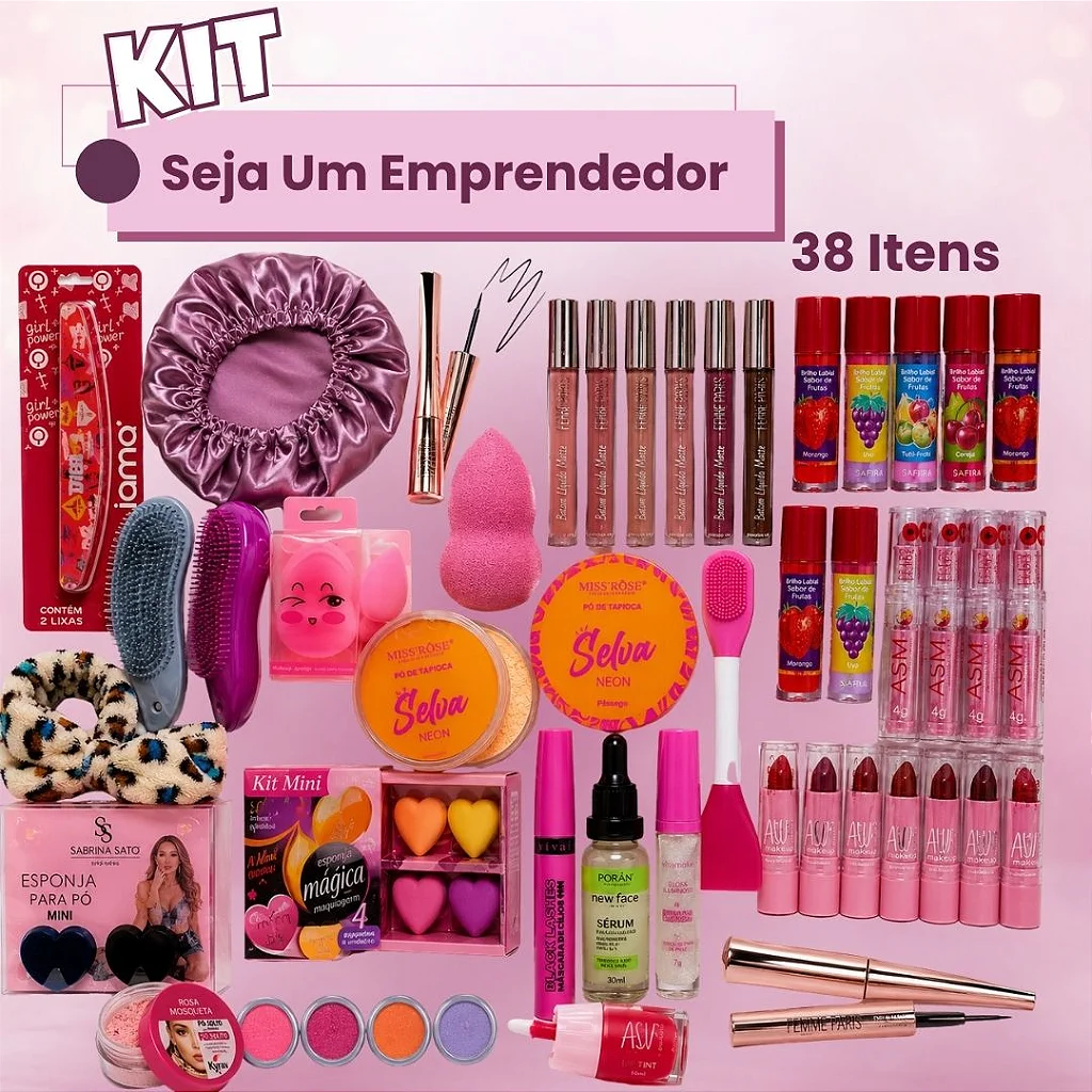 Kit de maquiagem 38 itens com acessórios extras - Para Revender